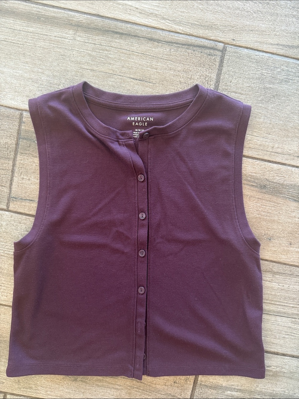 NWOT American Eagle Outfitters Sleeveless Button-Front Tank - Plum/Burgundy